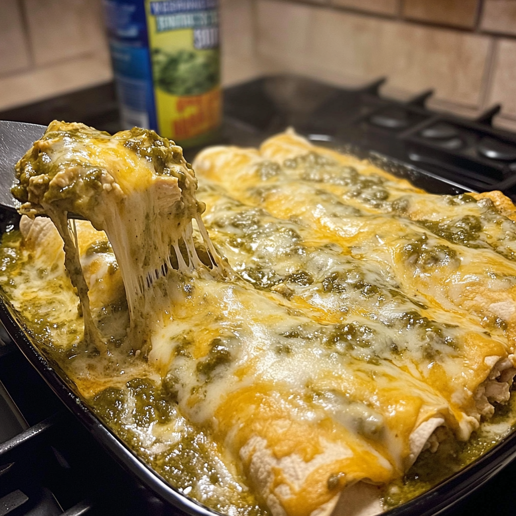 Green chile, chicken and cheese enchiladas