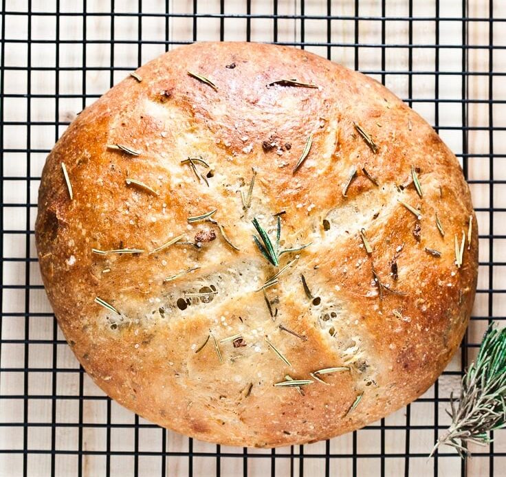 Rustic No-Knead Rosemary Garlic Bread