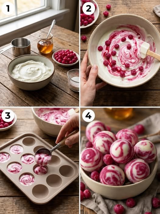 Raspberry Swirl Protein Yogurt Bites