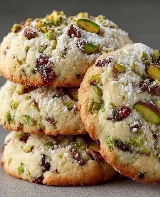 Keto Cranberry Pistachio Shortbread Cookies