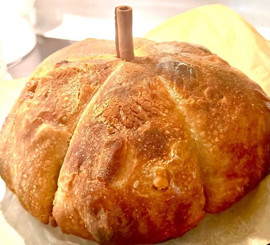 Caramel Apple Cinnamon Sourdough Pumpkin-Shaped Loaf