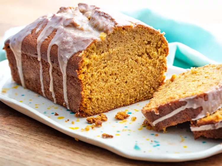 Moist Pumpkin Spice Loaf Cake with Vanilla Glaze